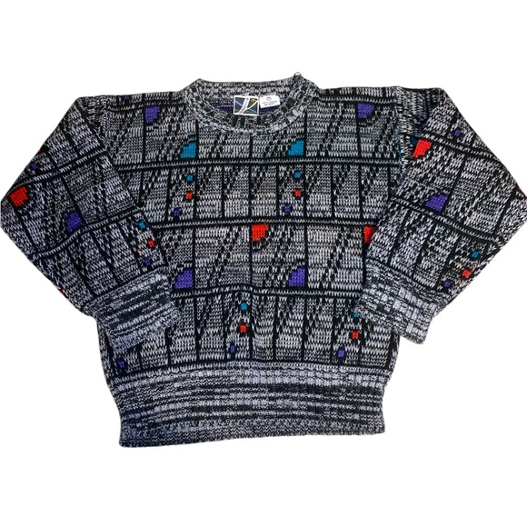 Vintage Electric Kids Boys Grometric Crew Neck Pullover Knit Sweater Size 7 - Picture 1 of 9